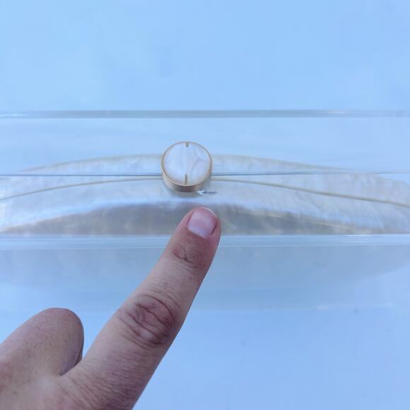 Cult Gaia Annika Clear Acrylic Pearl Clutch Rectangular Purse Transparent - Picture 13 of 15